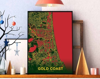 GOLD COAST Australia poster color Hometown City Print Modern Home Decor Office Decoration Wall Art Dorm Bedroom Gift
