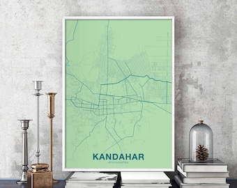 KANDAHAR Afghanistan map poster color Hometown City Print Modern Home Decor Office Decoration Wall Art Dorm Bedroom Gift