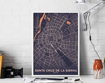 SANTA CRUZ De La SIERRA Bolivia poster color Hometown City Print Modern Home Decor Office Decoration Wall Art Dorm Bedroom Gift