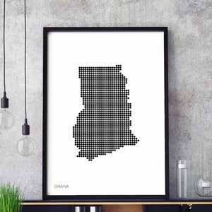 GHANA minimal dots retro Karte schwarz weiß Wand Dekor Design modern schweizerisch skandinavisch Einweihungsparty