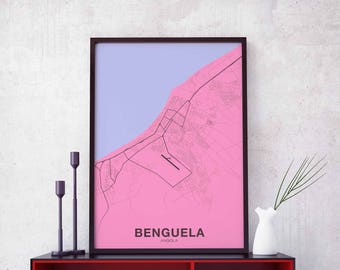 BENGUELA Angola map poster color Hometown City Print Modern Home Decor Office Decoration Wall Art Dorm Bedroom Gift