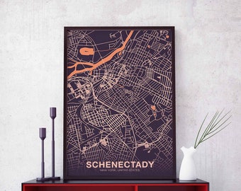 SCHENECTADY New York NY USA poster color Hometown City Print Modern Home Decor Office Decoration Wall Art Dorm Bedroom Gift