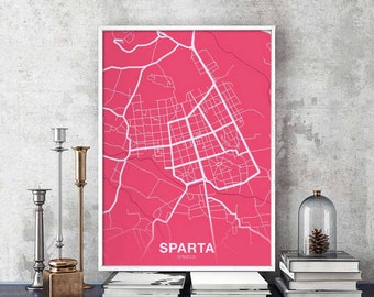 SPARTA Greece poster color Hometown City Print Modern Home Decor Office Decoration Wall Art Dorm Bedroom Gift