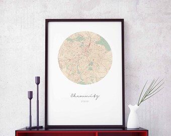CHEMNITZ Germany map poster wall decor design modern minimal nordic travel bedroom home art vintage retro dorm nursery housewarming