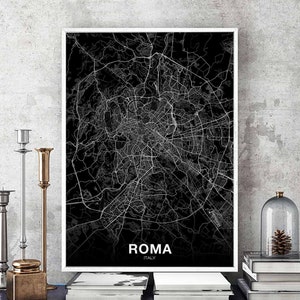 ROMA italie carte affiche noir blanc ville natale ville impression moderne décor à la maison bureau décoration mur art dortoir chambre cadeau