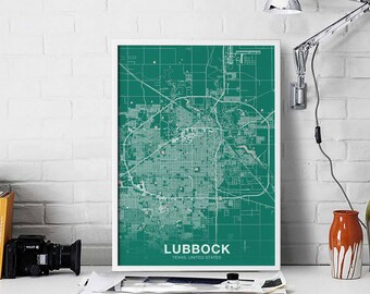 LUBBOCK Texas TX USA poster color Hometown City Print Modern Home Decor Office Decoration Wall Art Dorm Bedroom Gift