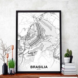 BRASILIA Brazil map poster Hometown City Print Modern Home Decor Office Decoration Wall Art Dorm Bedroom Gift brasil