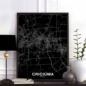 Póster de mapa de CRICIUMA, Brasil, ciudad natal, impresión moderna, decoración del hogar, decoración de la oficina, arte de pared, dormitorio, regalo