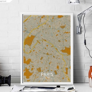 PARIJS Frankrijk kaart poster zwart wit Woonplaats Stad Print Modern Home Decor Kantoor Decoratie Wall Art Slaapzaal Slaapkamer Cadeau