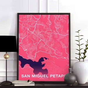 SAN MIGUEL PETAPA Guatemala Karte Poster Farbe Heimatstadt Stadt Druck Moderne Wohnkultur Büro Dekoration Wand Kunst Wohnheim Schlafzimmer Geschenk