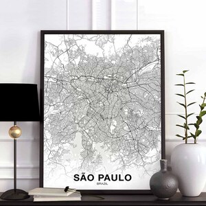 SAO PAULO Brasilien Karte Poster Poster Heimatstadt Stadt Druck Modernes Wohnkultur Büro Dekoration Wand Kunst Wohnheim Schlafzimmer Geschenk