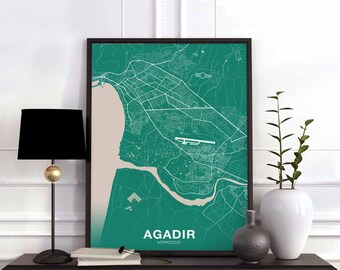 AGADIR Morocco 12 colors map poster colors Hometown City Print Modern Home Decor Office Decoration Wall Art Dorm Bedroom Gift
