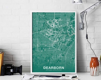 DEARBORN Michigan MI USA poster color Hometown City Print Modern Home Decor Office Decoration Wall Art Dorm Bedroom Gift