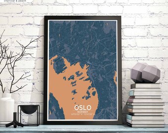 OSLO Norway map poster black white Hometown City Print Modern Home Decor Office Decoration Wall Art Dorm Bedroom Gift