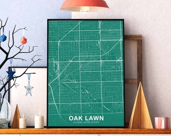 OAK LAWN Illinois IL usa poster color Hometown City Print Modern Home Decor Office Decoration Wall Art Dorm Bedroom Gift