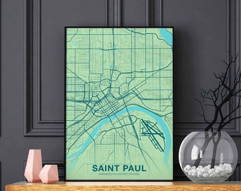 SAINT PAUL Minnesota  MN usa poster color Hometown City Print Modern Home Decor Office Decoration Wall Art Dorm Bedroom Gift