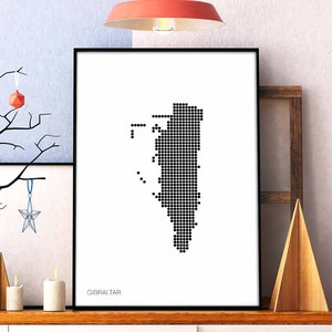 GIBRALTAR minimal dots retro Landkarte schwarz weiß Wand Dekor Design modern schweizerisch skandinavisch Einweihungsparty