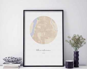 KHARTOUM Sudan map poster wall decor design modern minimal nordic travel bedroom home art vintage retro dorm nursery housewarming