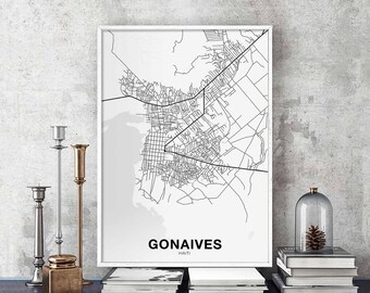 GONAIVES Haiti map poster black white Hometown City Print Modern Home Decor Office Decoration Wall Art Dorm Bedroom Gift