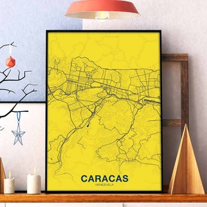 CARACAS Venezuela carte affiche couleurs ville natale ville impression moderne décor à la maison bureau décoration mur art dortoir chambre cadeau