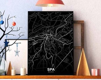 SPA Belgium map poster black white Hometown City Print Modern Home Decor Office Decoration Wall Art Dorm Bedroom Gift
