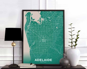 ADELAIDE Australia map poster color Hometown City Print Modern Home Decor Office Decoration Wall Art Dorm Bedroom Gift