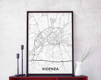 VICENZA Italy map poster Hometown City Print Modern Home Decor Office Decoration Wall Art Dorm Bedroom Gift