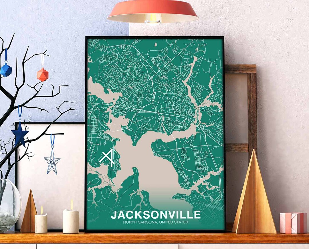 JACKSONVILLE North Carolina NC US Map Poster Color Hometown Etsy