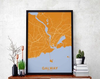 GALWAY Ireland poster color Hometown City Print Modern Home Decor Office Decoration Wall Art Dorm Bedroom Gift