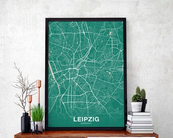 LEIPZIG Germany map poster color Hometown City Print Modern Home Decor Office Decoration Wall Art Dorm Bedroom Gift