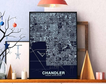 CHANDLER Arizona AR US map poster color Hometown City Print Modern Home Decor Office Decoration Wall Art Dorm Bedroom Gift