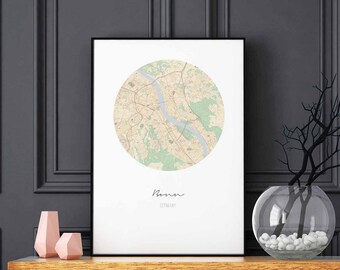 BONN Germany map poster wall decor design modern minimal nordic travel bedroom home art vintage retro dorm nursery housewarming