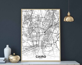 CAIRO Egypt map poster black white Hometown City Print Modern Home Decor Office Decoration Wall Art Dorm Bedroom Gift