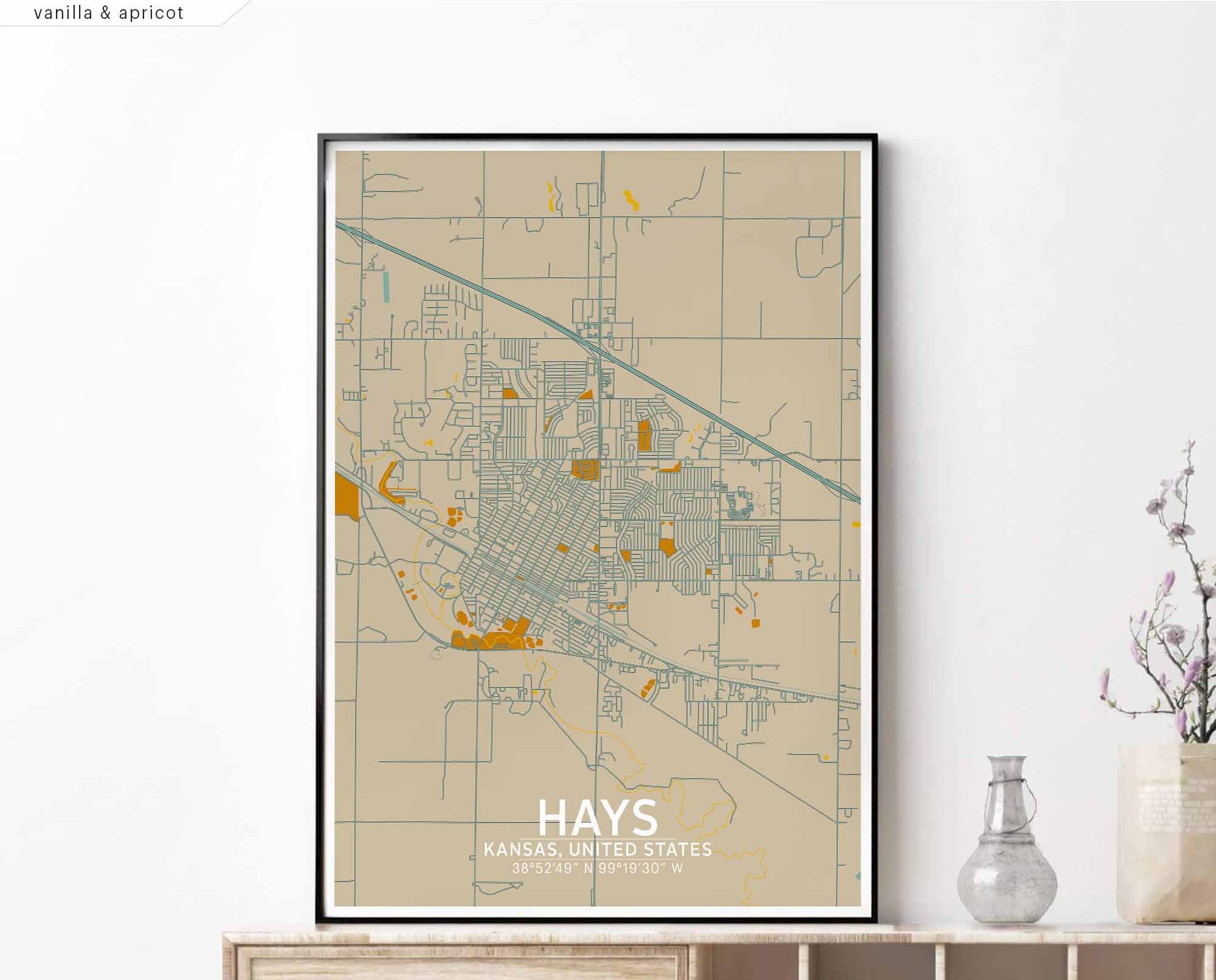 HAYS Kansas Usa Map Poster Black White Hometown City Print - Etsy UK