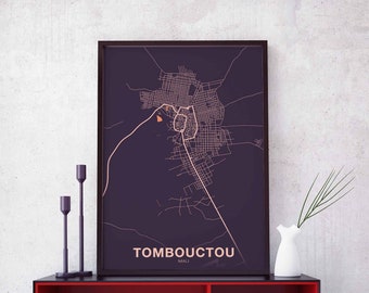 TOMBOCTOU Timboctou Mali map poster color Hometown City Print Modern Home Decor Office Decoration Wall Art Dorm Bedroom Gift art
