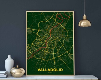 VALLADOLID Spain map poster color Hometown City Print Modern Home Decor Office Decoration Wall Art Dorm Bedroom Gift