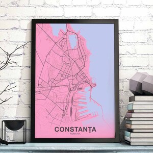 CONSTANTA roumanie carte affiche couleur ville natale ville impression moderne décor à la maison bureau décoration mur art dortoir chambre cadeau