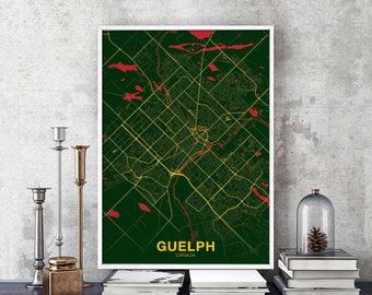 GUELPH Canada map poster Hometown City Print Modern Home Decor Office Decoration Wall Art Dorm Bedroom Gift