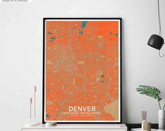 DENVER Colorado USA map poster black white Hometown City Print Modern Home Decor Office Decoration Wall Art Dorm Bedroom Gift