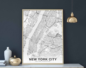 NEW YORK CITY ny usa map poster black white Hometown City Print Modern Home Decor Office Decoration Wall Art Dorm Bedroom Gift