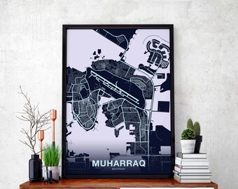 MUHARRAQ  Bahrain poster color Hometown City Print Modern Home Decor Office Decoration Wall Art Dorm Bedroom Gift