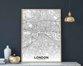 LONDON UK GB map poster Hometown City Print Modern Home Decor Office Decoration Wall Art Dorm Bedroom Gift