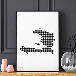 HAITI Landkarte Plakat schwarz weiss Wand Kunst Karte Design modern schweizerisch skandinavisch elegant elegant elegant Geschenk Karte