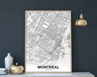 MONTREAL Canada map poster Hometown City Print Modern Home Decor Office Decoration Wall Art Dorm Bedroom Gift