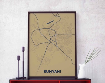 SUNYANI Ghana map poster color Hometown City Print Modern Home Decor Office Decoration Wall Art Dorm Bedroom Gift
