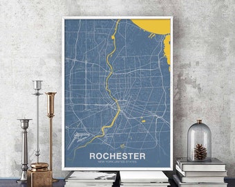 ROCHESTER New York NY USA poster color Hometown City Print Modern Home Decor Office Decoration Wall Art Dorm Bedroom Gift