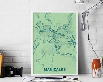 MANIZALES Colombia poster color Hometown City Print Modern Home Decor Office Decoration Wall Art Dorm Bedroom Gift