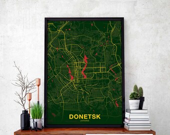 DONETSK Ukraine poster color Hometown City Print Modern Home Decor Office Decoration Wall Art Dorm Bedroom Gift