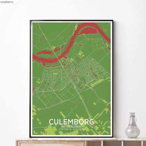 CULEMBORG Nederland kaart poster zwart witte muur decor ontwerp modern Scandinavisch minimaal Nordic housewarming reizen slaapkamer