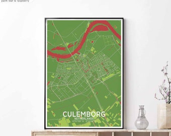 CULEMBORG Netherlands map poster black white wall decor design modern scandinavian minimal nordic housewarming travel bedroom